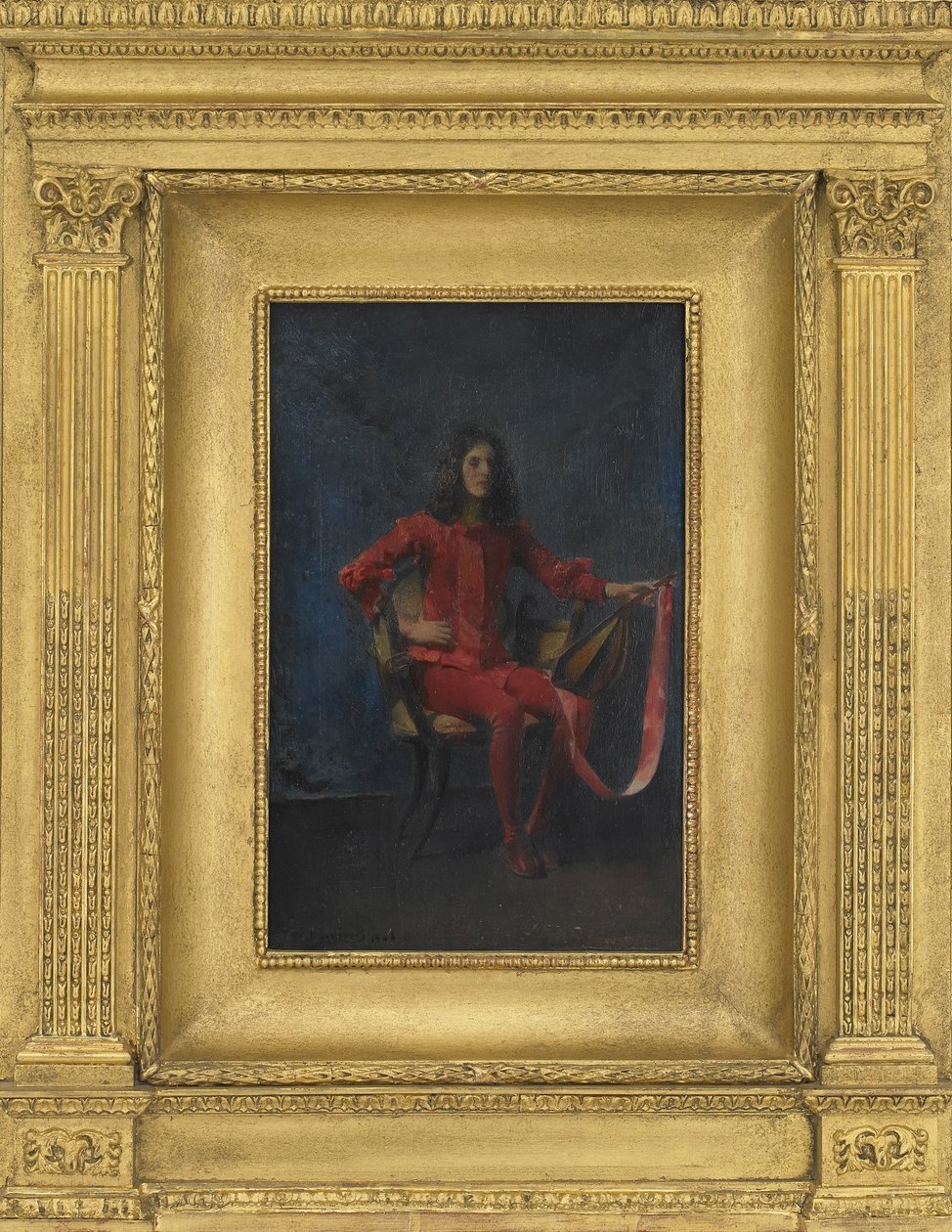 La Comedienne, 1906 (olej na płycie drewnopodobnej) autorstwa Thomas Wilmer Dewing