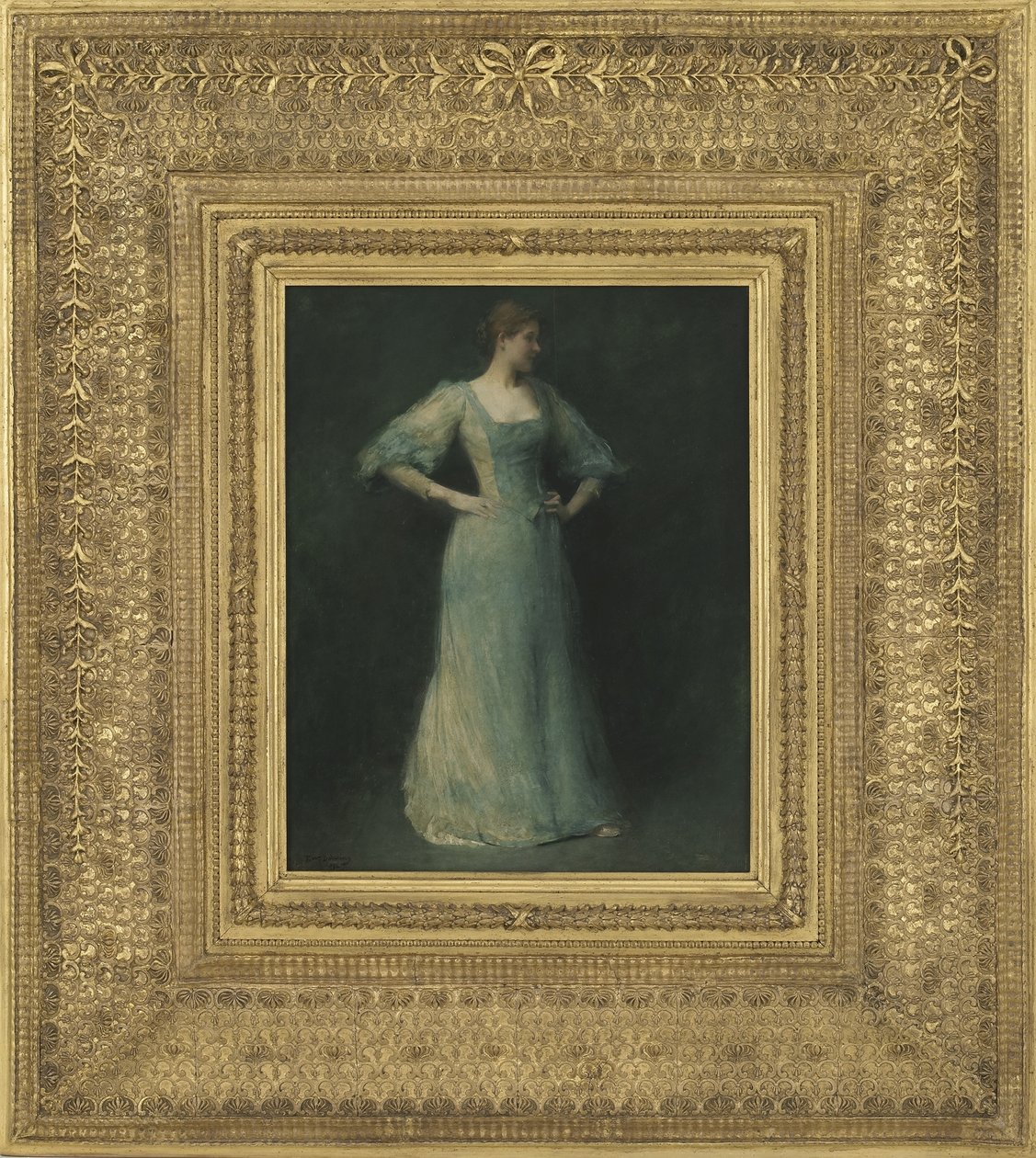 Niebieska Sukienka, 1892 (olej na desce) autorstwa Thomas Wilmer Dewing