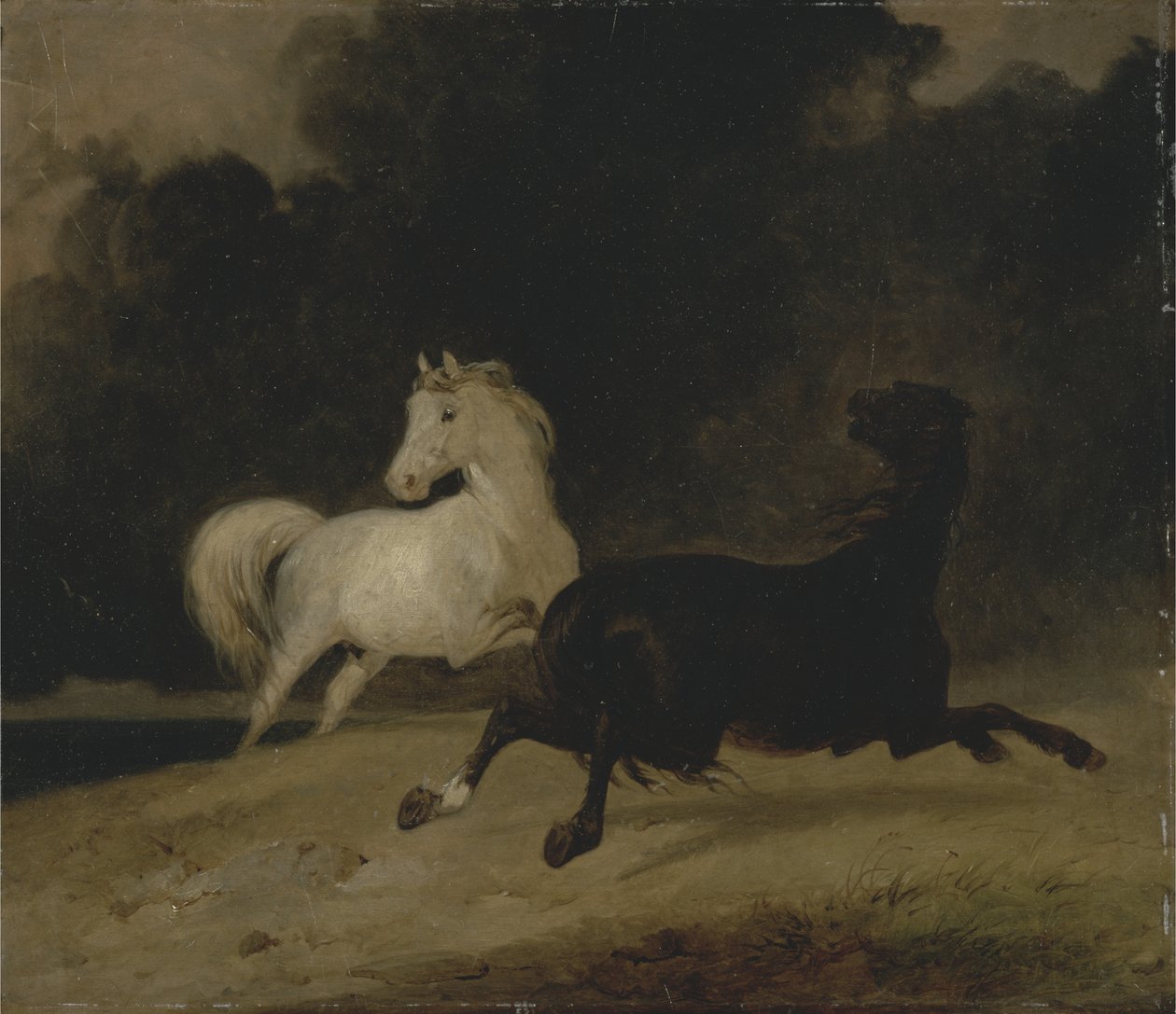 Konie podczas burzy, 1823 autorstwa Thomas Woodward