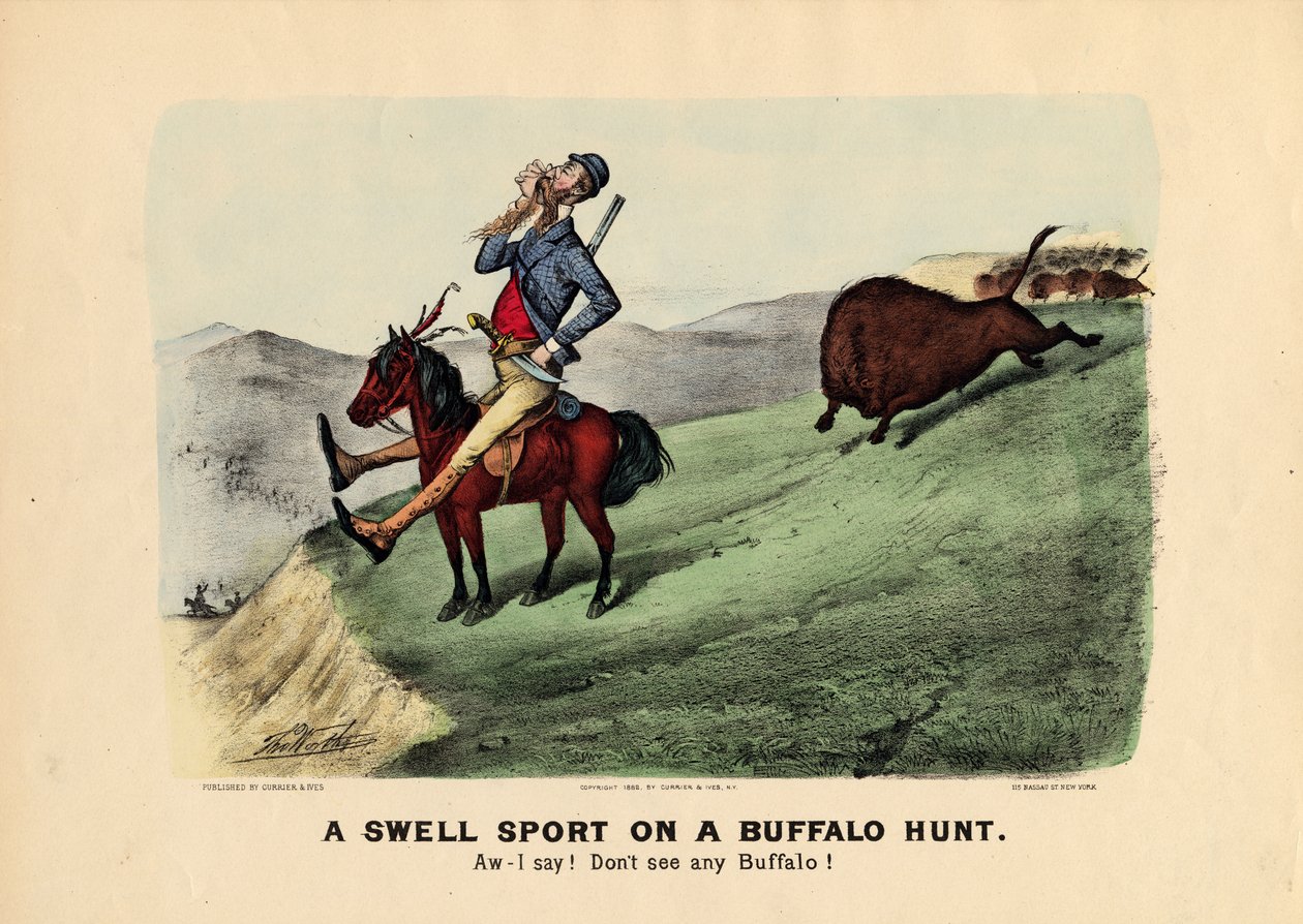 Wspaniały sport na polowaniu na bizony, wyd. Currier und Ives, 1882 autorstwa Thomas Worth