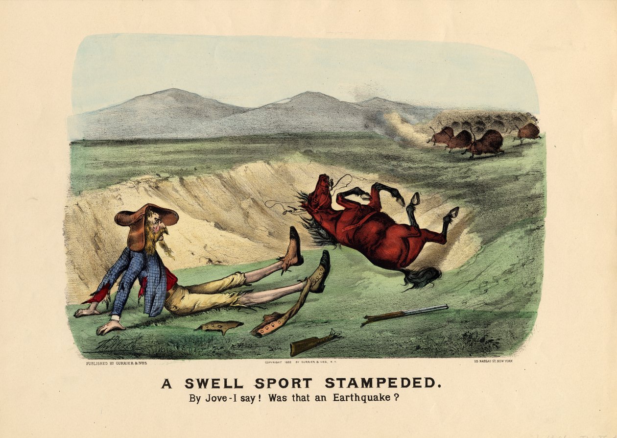 A swell sport stampeded, wyd. Currier und Ives, 1882 autorstwa Thomas Worth