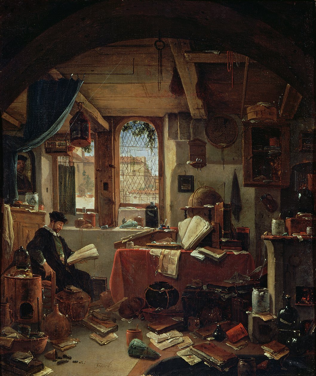 Alchemik w swoim laboratorium autorstwa Thomas Wyck