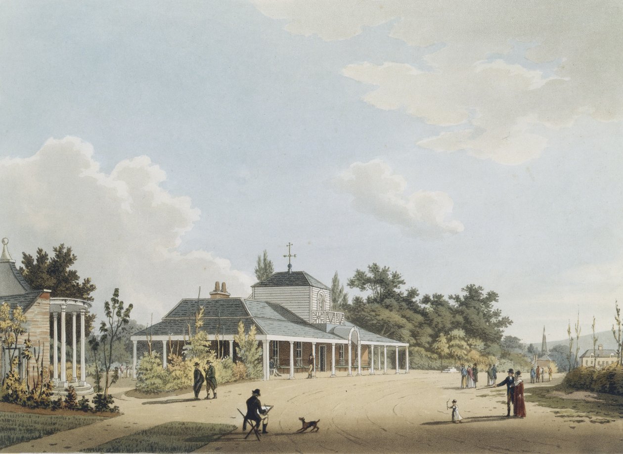 Pompownia Montpelier, Cheltenham, rytowana przez Johna Blucka, 1813 (akwatinta) autorstwa Thomas after Hulley