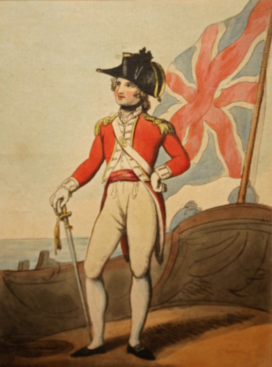 Kapitan piechoty morskiej, 1799 (akwaforta ręcznie kolorowana) autorstwa Thomas after Rowlandson