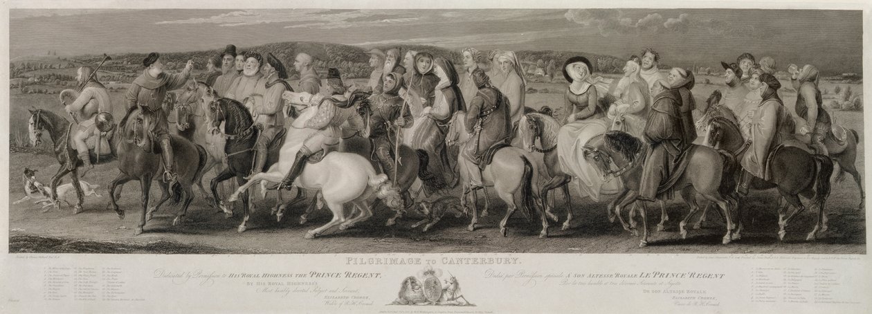 Pielgrzymka do Canterbury, rytowana przez Jamesa Heatha (1757-1834) i Luigiego Schiavonettiego (1765-1810) (akwaforta i rycina) autorstwa Thomas Stothard