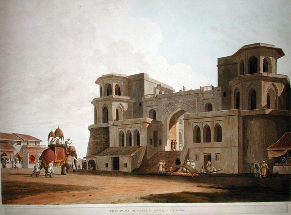 Brama Punj Mahalla, Lucnow, opublikowana w 1801 r. autorstwa Thomas und William Daniell