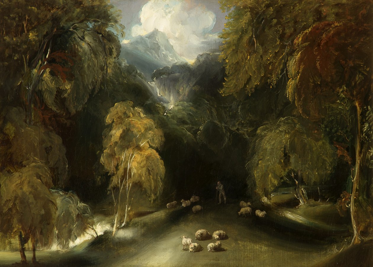 Widok na Dovedale, patrząc w stronę chmury Thorpe autorstwa Thomas attr. to Lawrence
