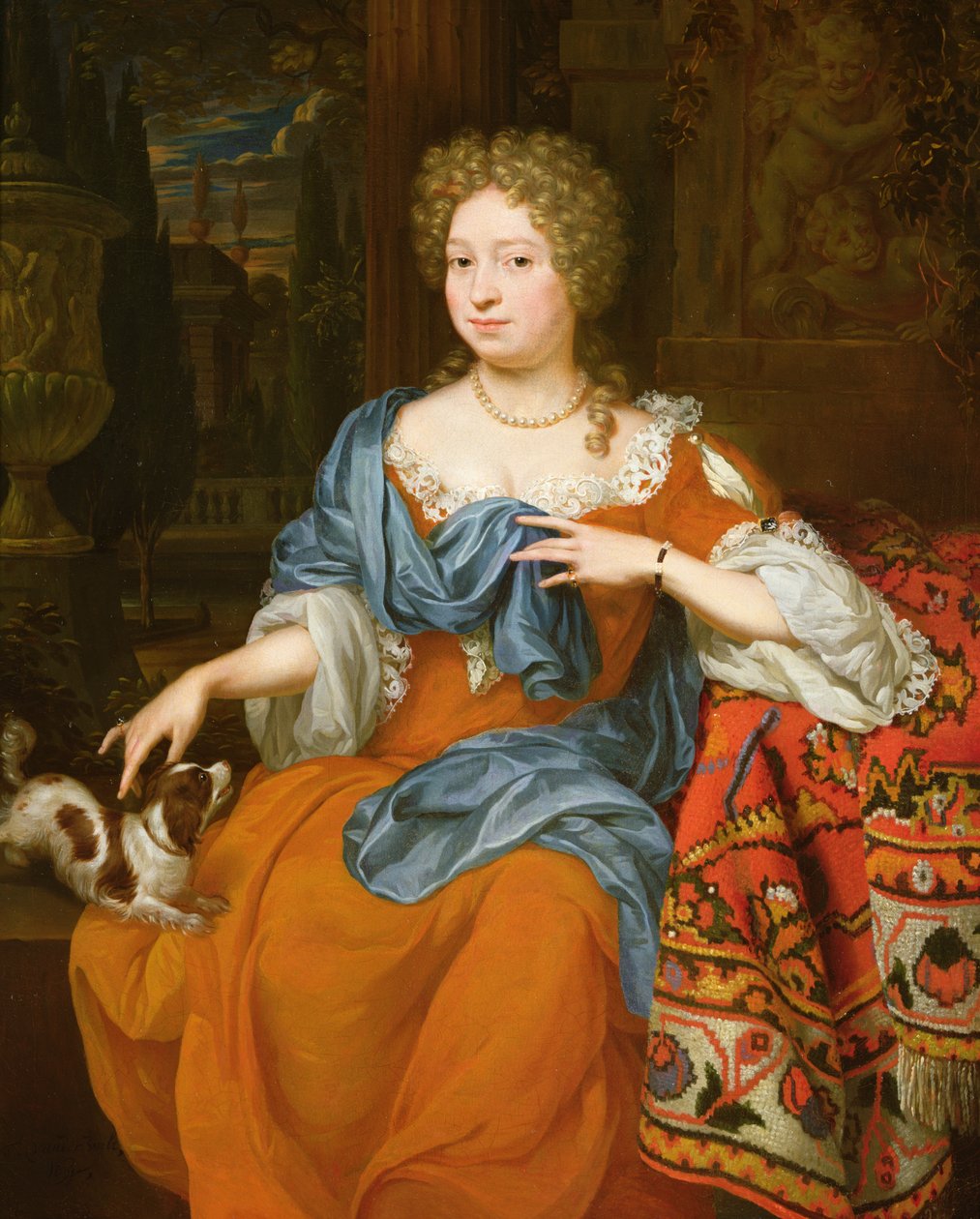 Portret damy w czerwonej sukience, 1691 autorstwa Thomas van der Wilt