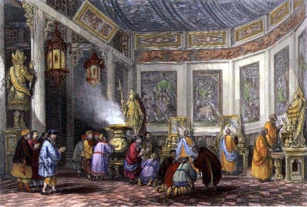 Ofiary przebłagalne dla zmarłych krewnych, grawerowane przez E. Challisa (rycina) autorstwa Thomas (after) Allom