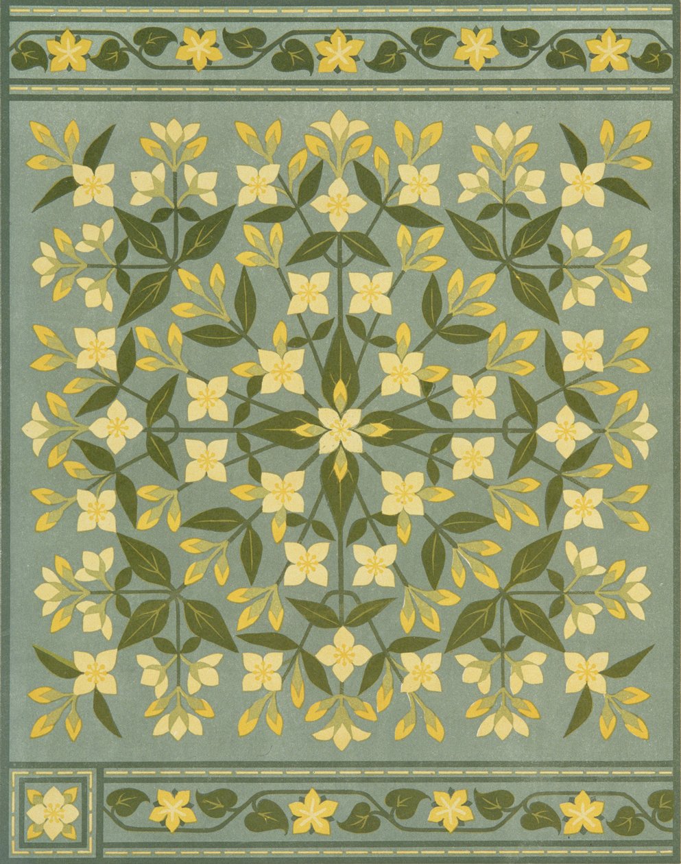 Projekt poduszki zaczerpnięty z książki "The Art of Embroidery, A Treatise on Practise of Decorative Needlework" ("Sztuka haftu, traktat o praktyce igłowania dekoracyjnego") autorstwa Thomas (after) Crane