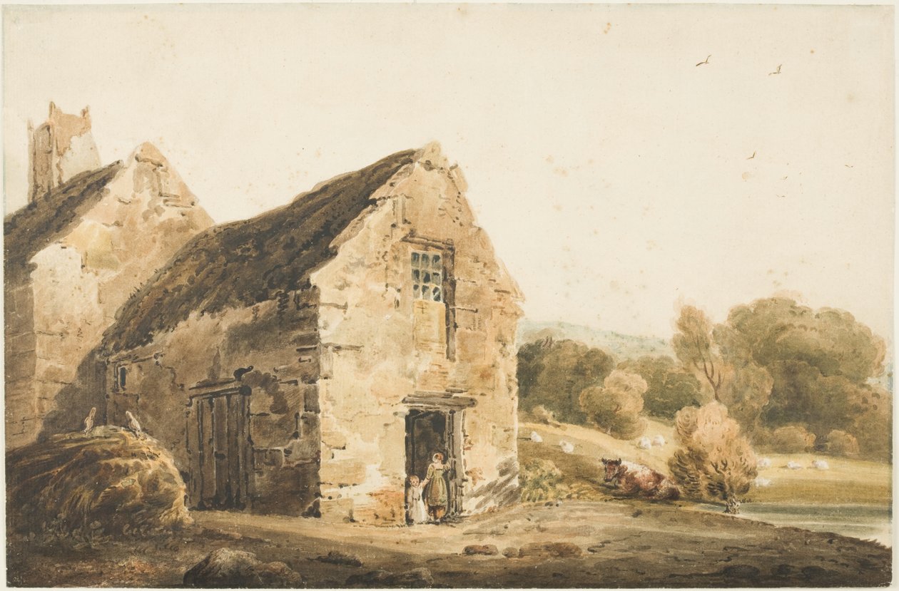 Domki w pobliżu Newcastle Upon Tyne, po 1800 (farba do ciała, ołówek, akwarela) autorstwa Thomas (after) Girtin