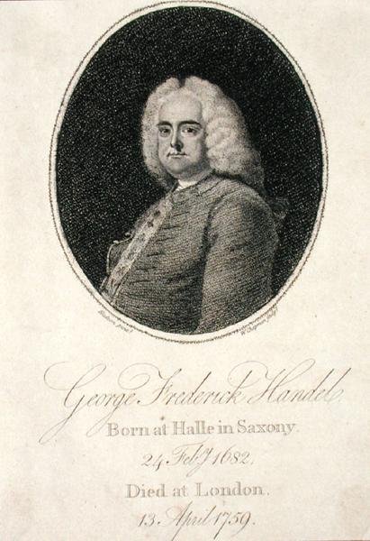 George Frederick Handel (1685-1759) ryty W. Chapman (grafika) autorstwa Thomas (after) Hudson