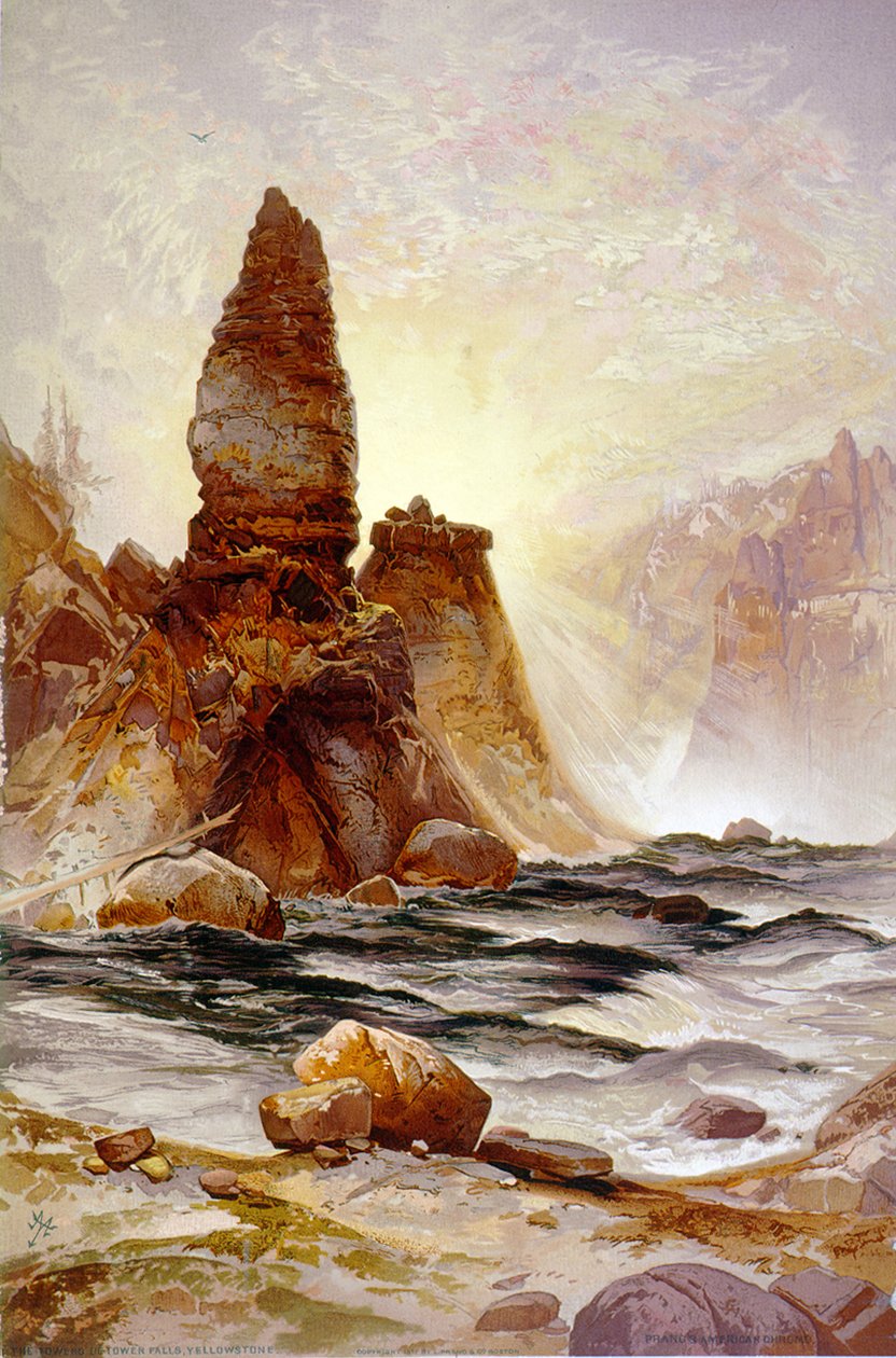 Wieża Tower Falls w Yellowstone autorstwa Thomas (after) Moran