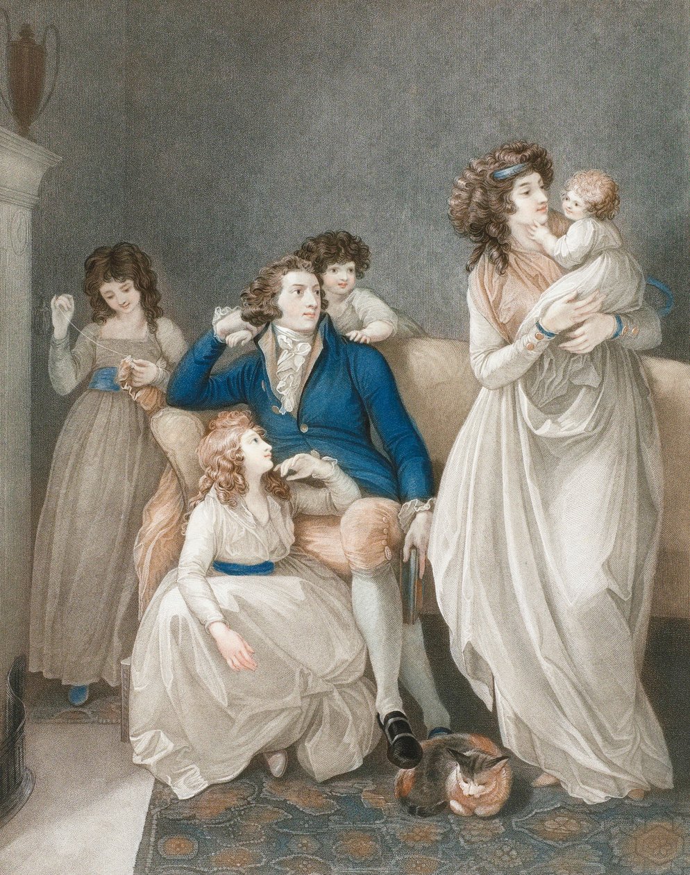 Koniec XVIII i początek XIX wieku zamożna scena rodzinna. autorstwa Thomas (after) Stothard