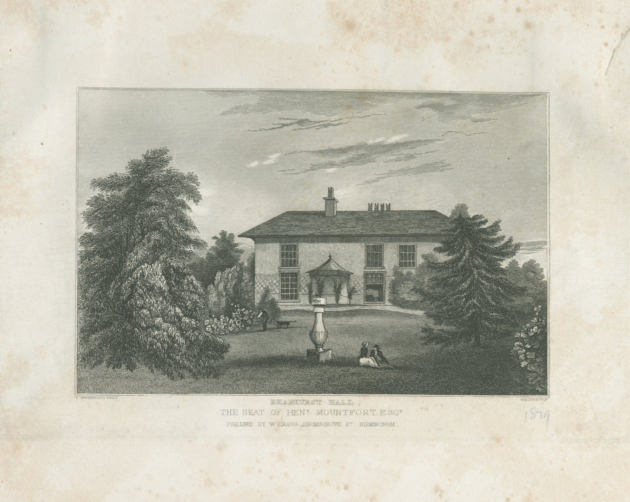 Checkley - Beauhurst Hall: grawerowanie, bd [c 1820-1830] (druk) autorstwa Thomas (after) Underwood