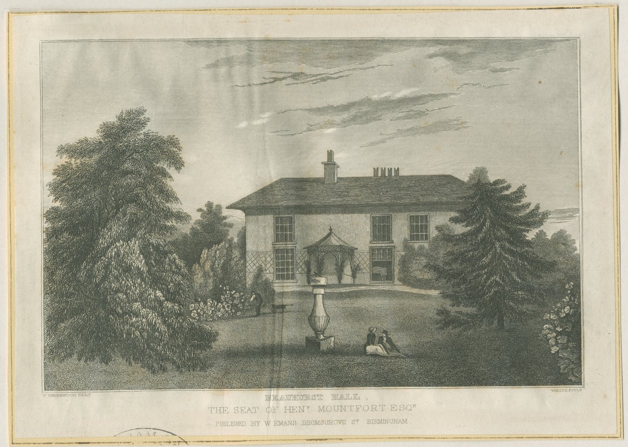 Checkley - Beauhurst Hall: grawerowanie, bd [c 1820-1830] (druk) autorstwa Thomas (after) Underwood