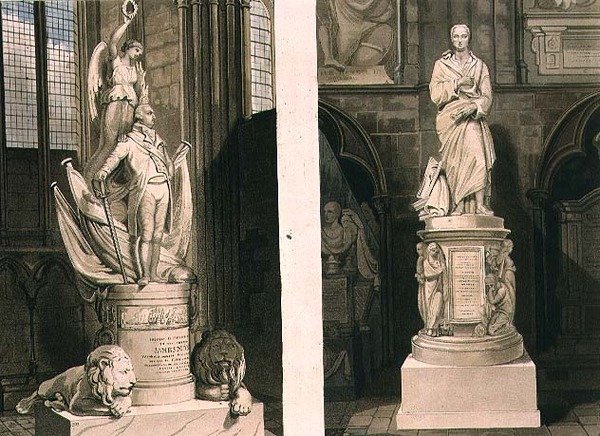Pomniki Kapitana Montague w West Entrance i Addisona w Poet