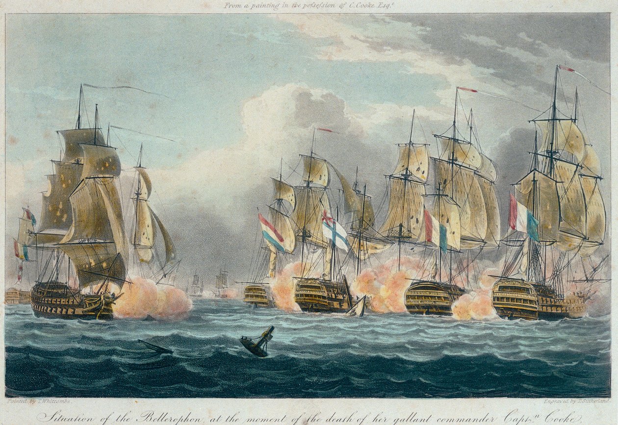 Sytuacja HMS "Bellerophon" w chwili śmierci jego dzielnego dowódcy, kapitana Cooke