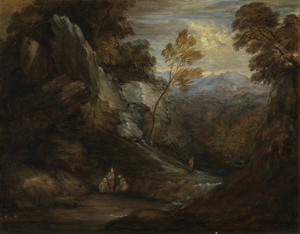 Pejzaż wyimaginowany, ok. 1880-1920 (olej na papierze na płótnie) autorstwa Thomas (follower of) Gainsborough