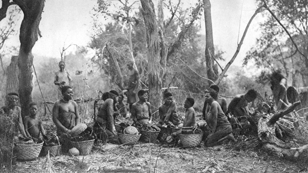 Rodowite kobiety z koszami mięsa hipopotama, Karoo, RPA, 1924 1927 autorstwa Thomas A. Glover
