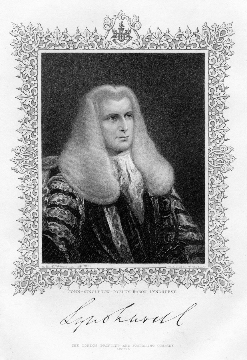 John Singleton Copley 1738-1815, brytyjski lord kanclerz i polityk, XIX wiek. autorstwa Thomas A. Woolnoth