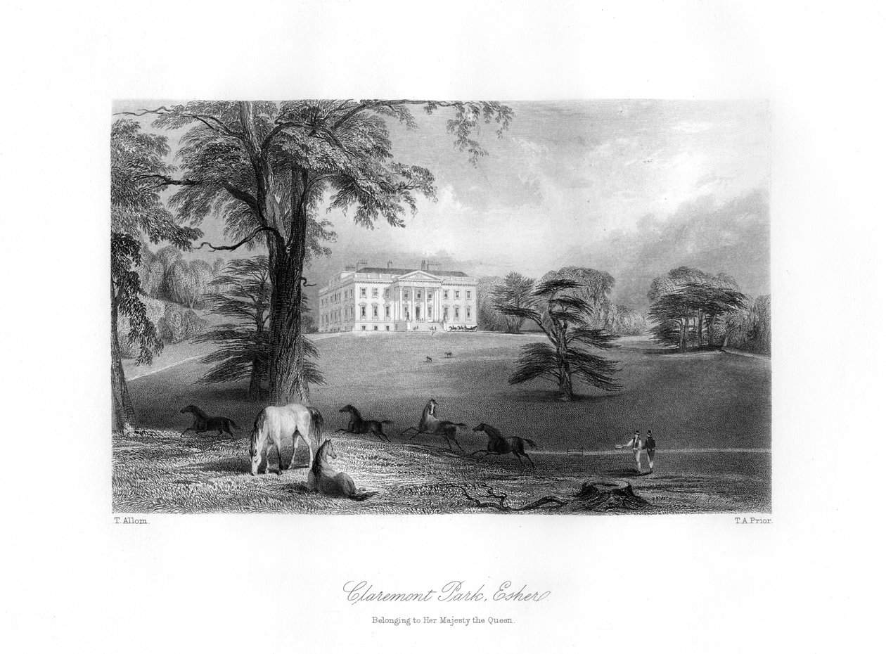 Claremont Park, Esher, Surrey, XIX wiek. autorstwa Thomas Abel Prior