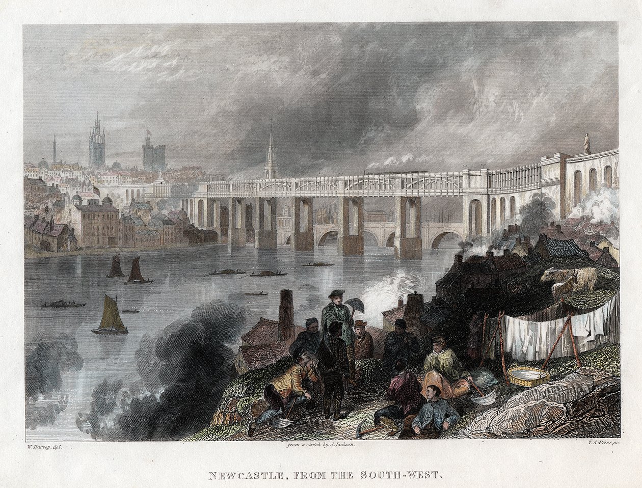Most wysokiego poziomu nad Tyne w Newcastle, 1849 autorstwa Thomas Abiel Prior
