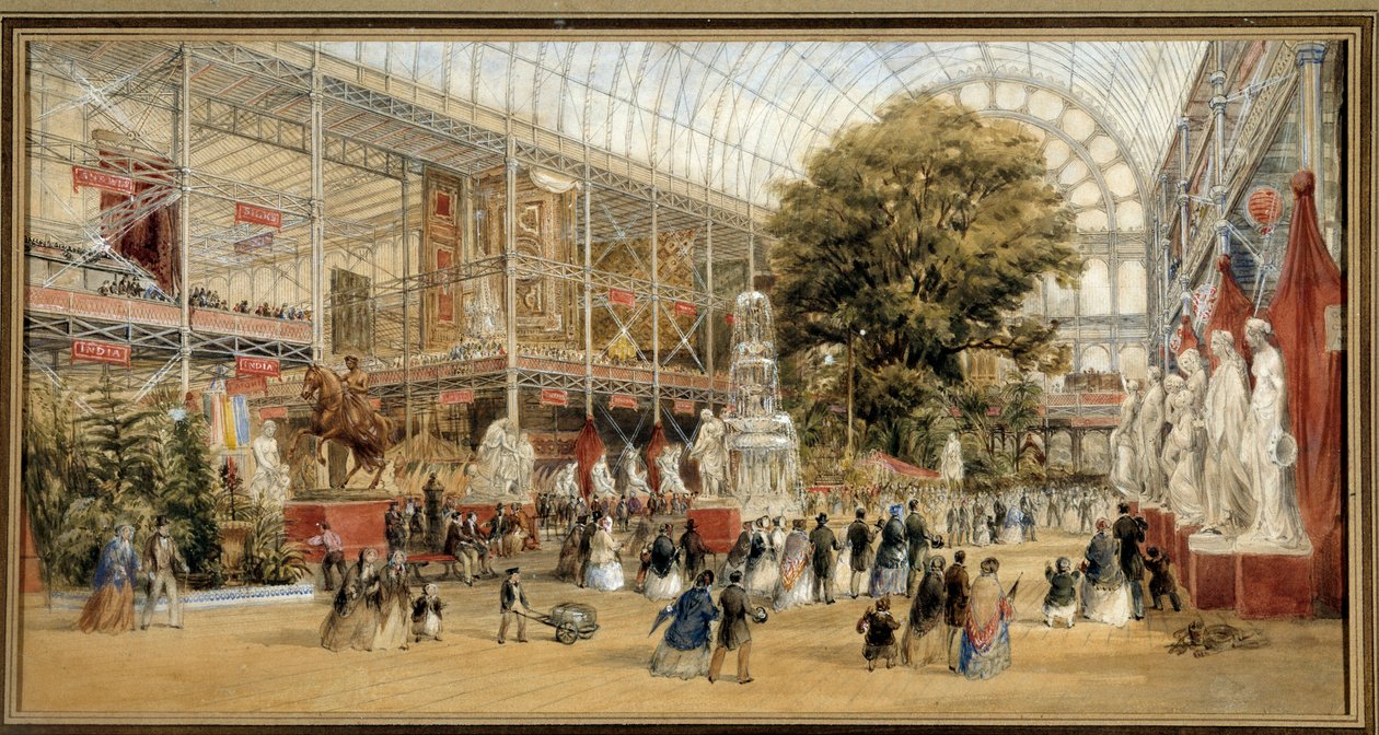 Królowa Wiktoria (1819-1901) odwiedza wystawę 1851 w Crystal Palace w Londynie. Wystawa światowa z 1851 r. Obraz Thomasa Abiel Prior (1809-1886) Ec. Ang. autorstwa Thomas Abiel Prior