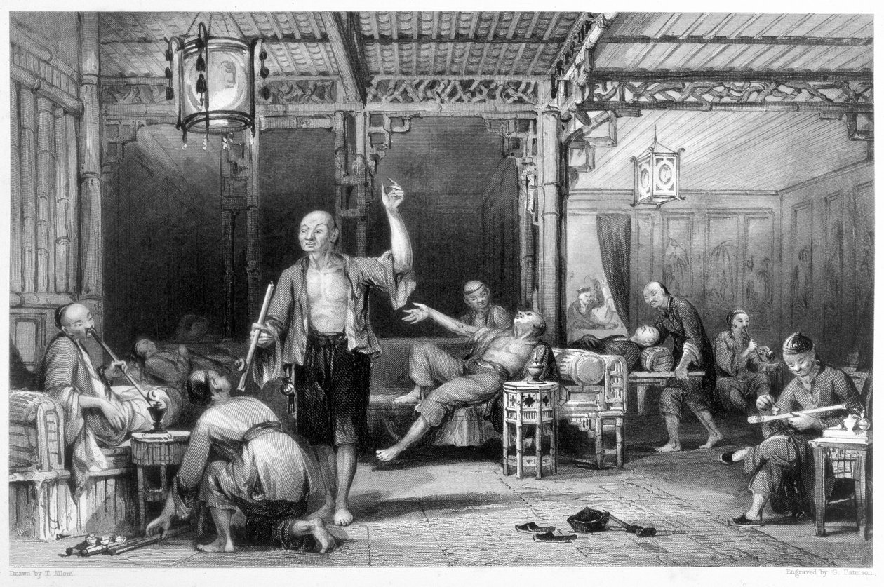 Chińscy palacze opium, 1843 autorstwa Thomas Allom