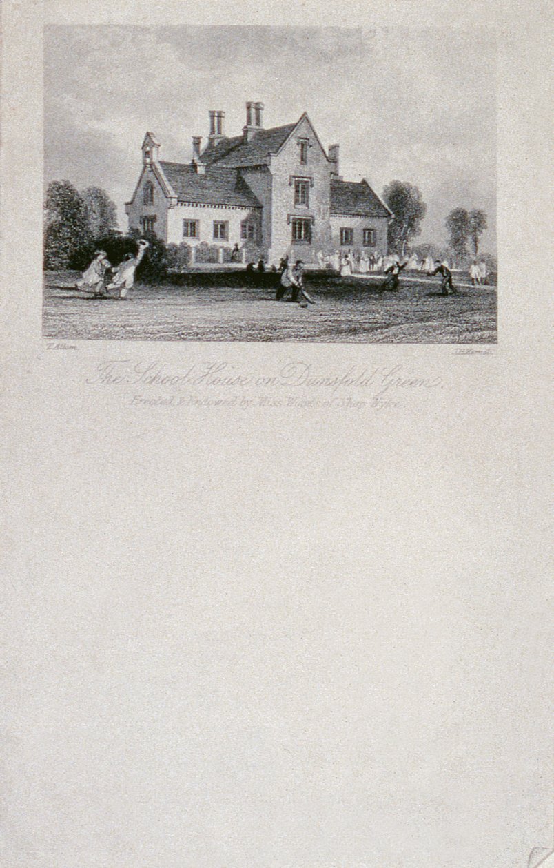 Dom szkolny w Dunsfold Green, Surrey, 1850 (rycina stalowa) autorstwa Thomas Allom
