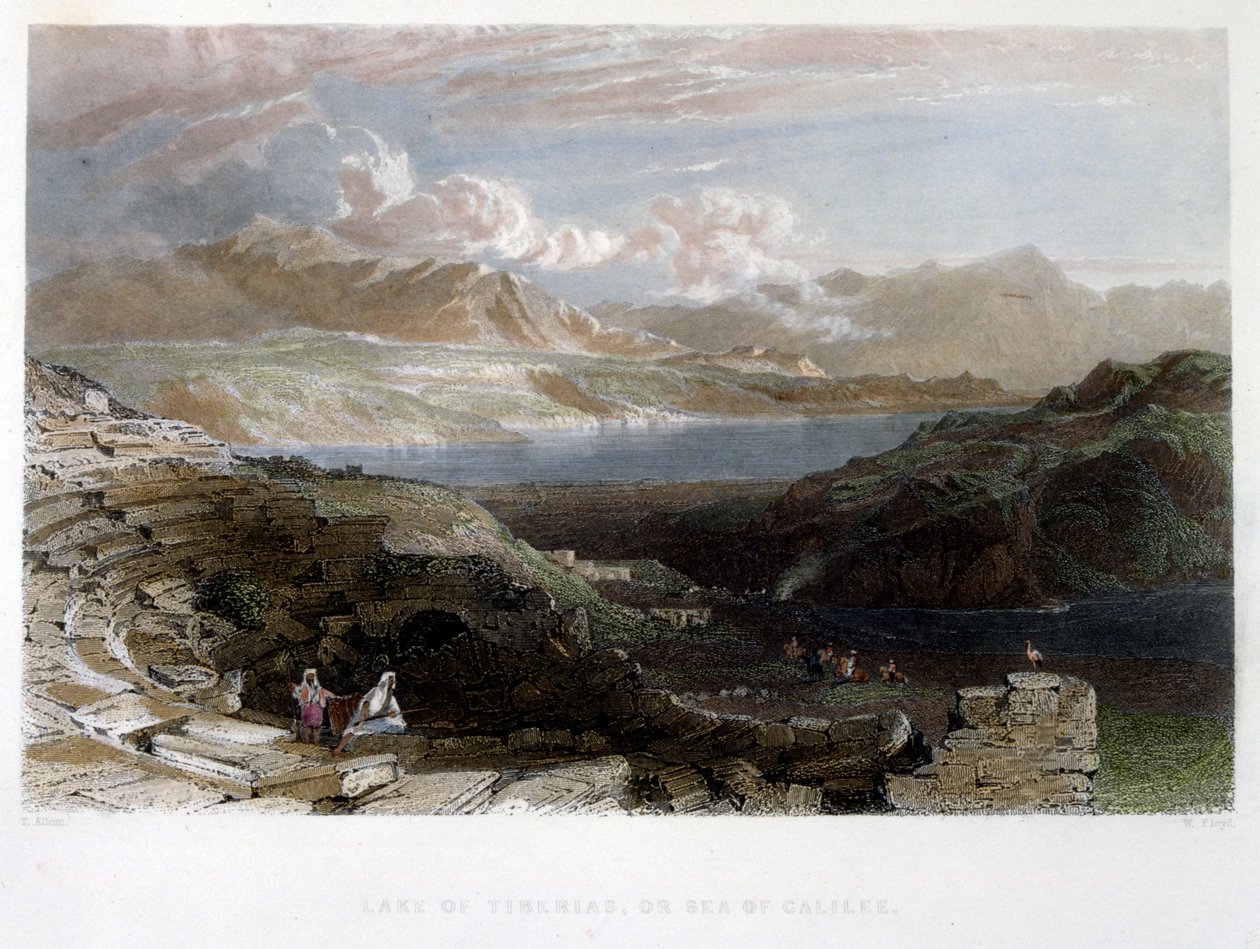 Tyberiusz (Galilea) w Palestynie. c. 1837 (akwarela) autorstwa Thomas Allom
