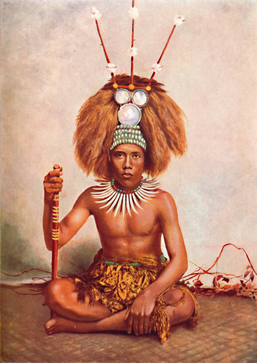 Wódz Samoa w pełnym ceremonialnym stroju, 1902 autorstwa Thomas Andrew