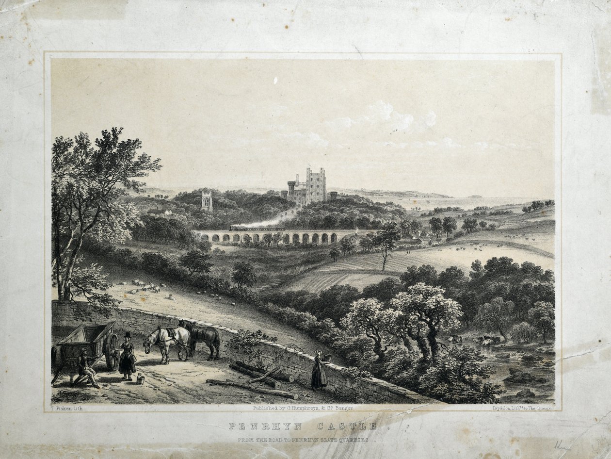Zamek Penrhyn, ok. 1850 r. (kolorowa litografia na papierze) autorstwa Thomas Ashburton Picken