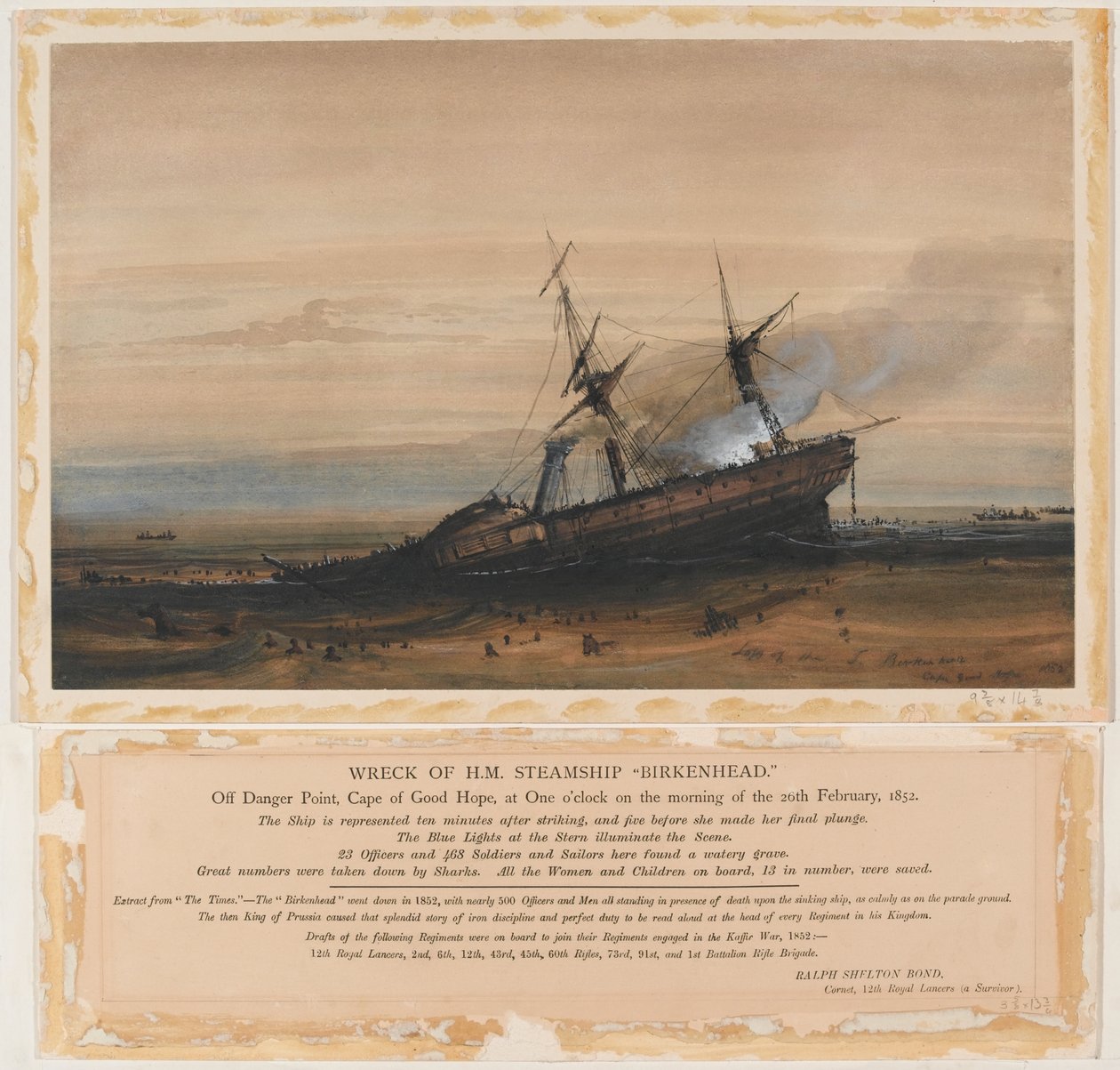 Wrak parowca HM „Birkenhead” (akwarela) autorstwa Thomas Baines