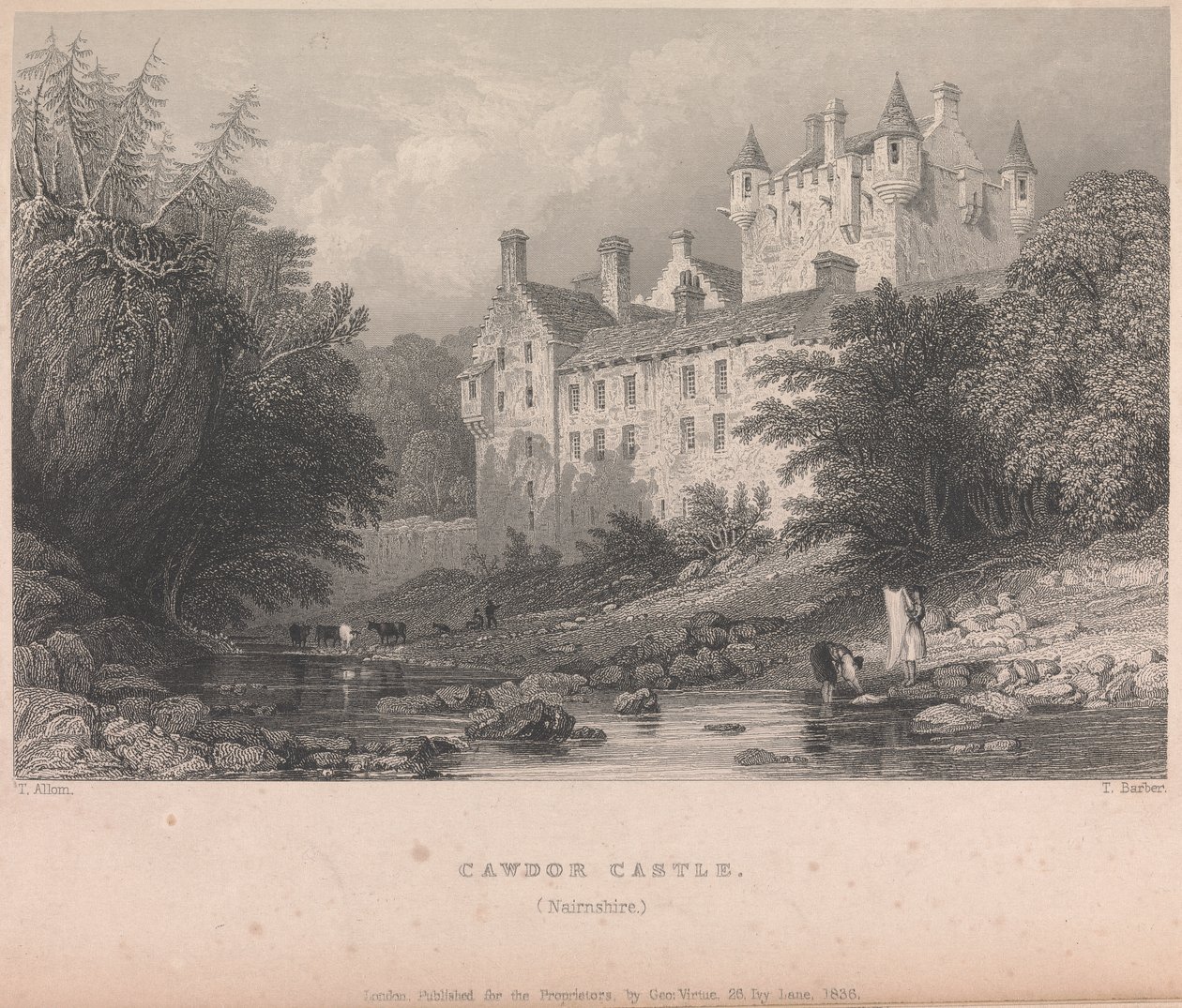 Zamek Cawdor, Narnshire (wyd. G. Virtue); strona 59 (tom pierwszy) autorstwa Thomas Barber