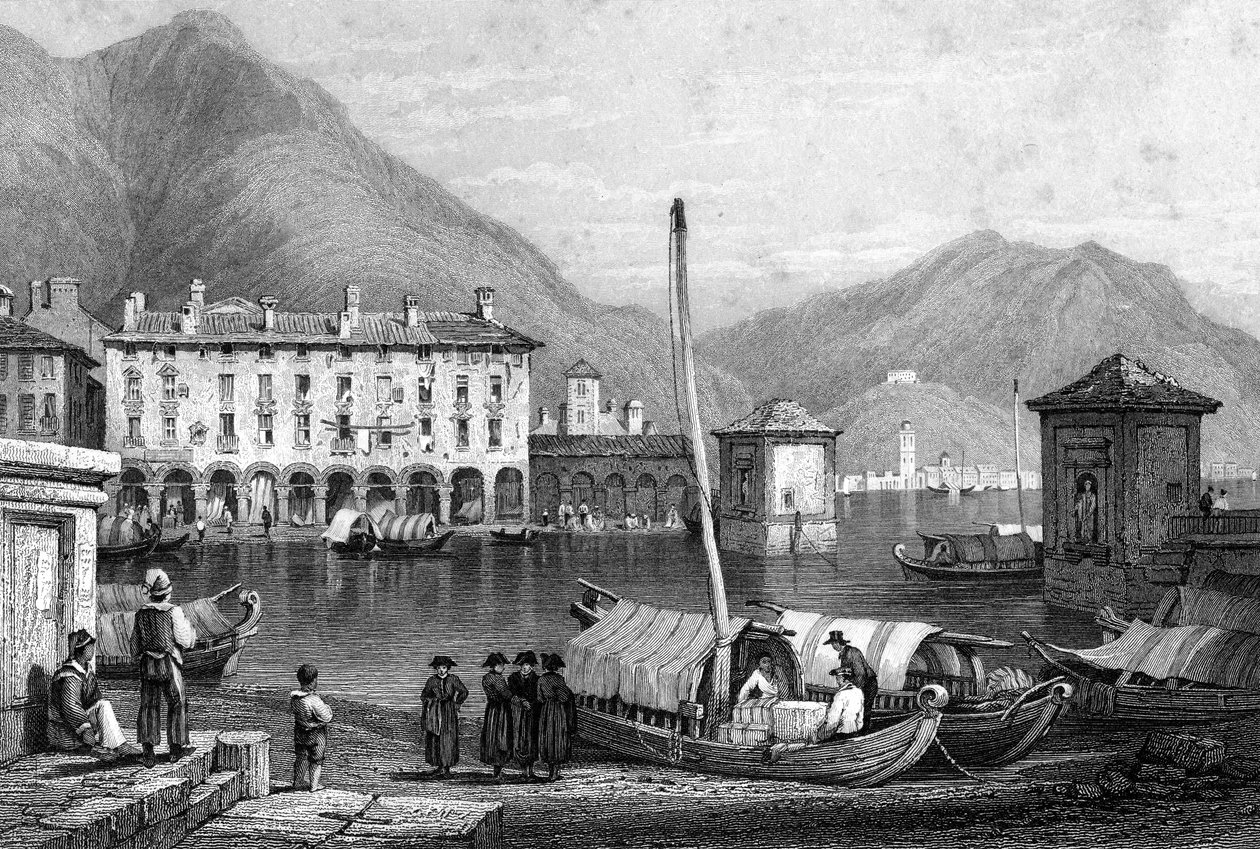Como i jezioro Como, Lombardia, Włochy, XIX wiek. autorstwa Thomas Barber
