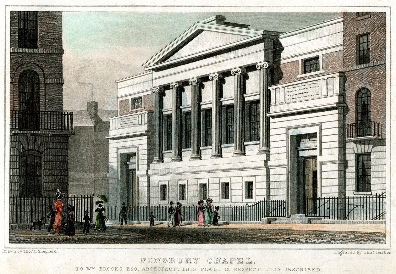 Kaplica Finsbury, City of London, 1827. autorstwa Thomas Barber