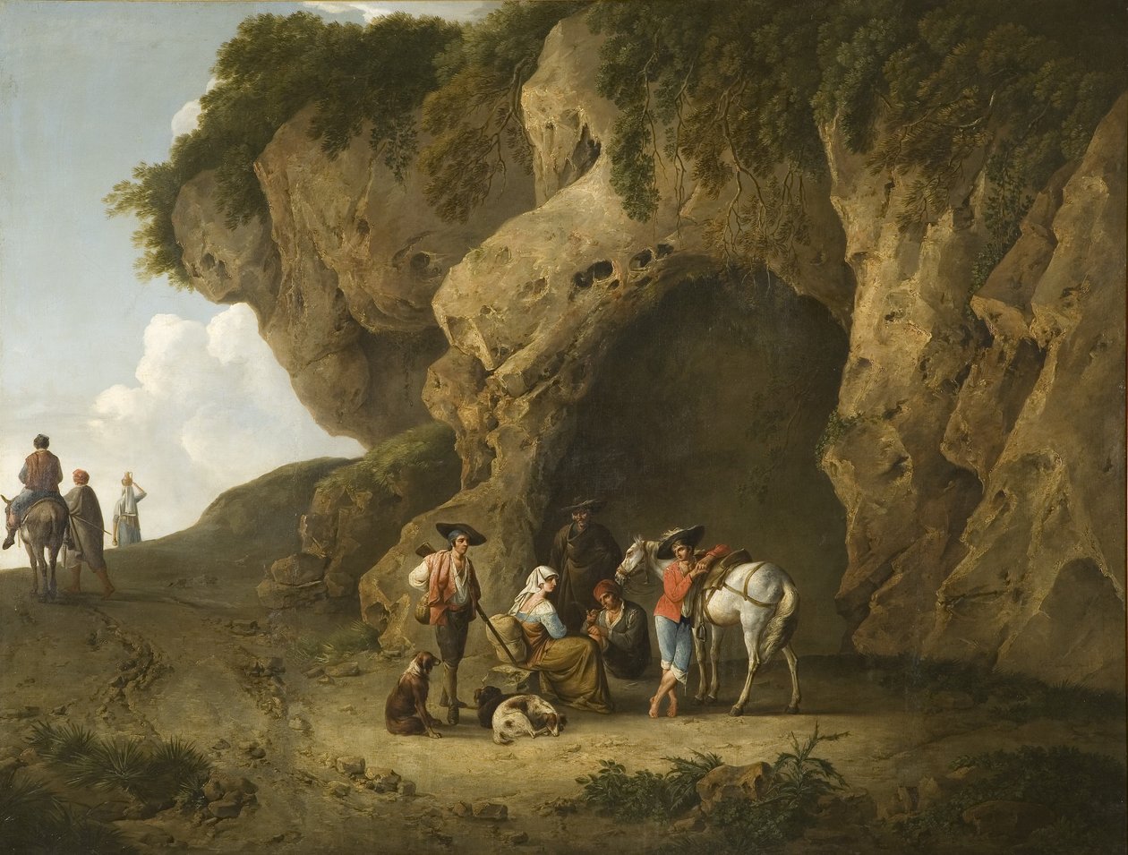 Scena jaskiniowa w pobliżu Subiaco, z postaciami autorstwa Thomas Barker
