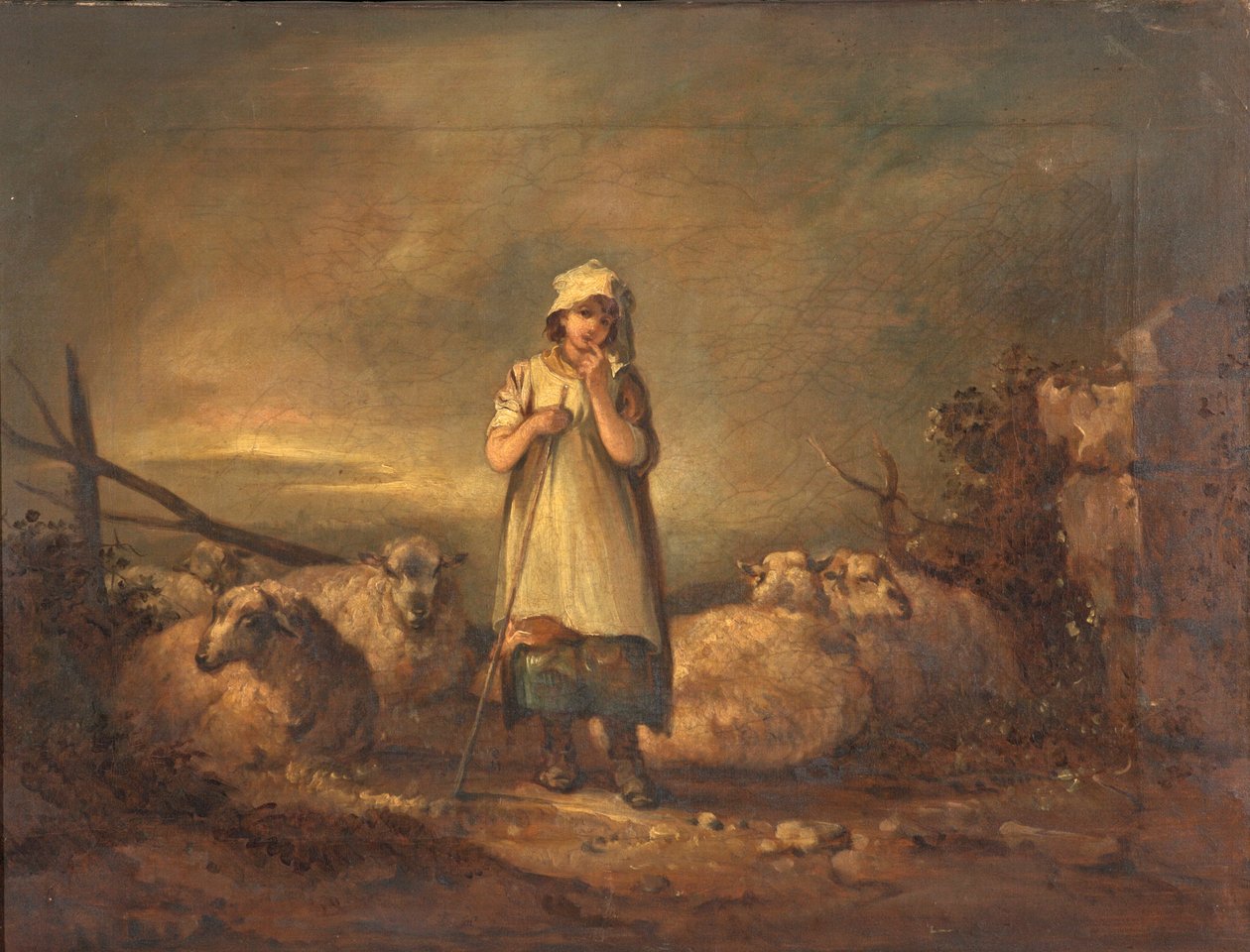 Gloucestershire Dziewczyna hodująca owce autorstwa Thomas Barker of Bath