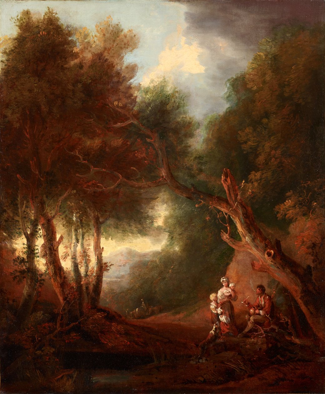 Krajobraz leśny, Jesienny wieczór (olej na płótnie) autorstwa Thomas Barker of Bath