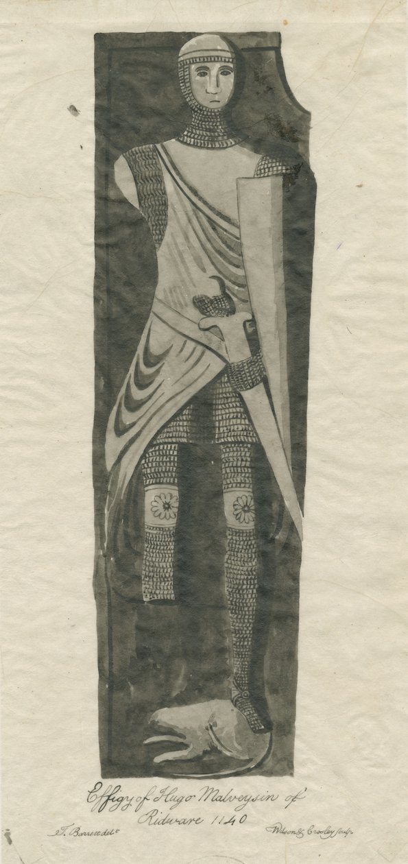 Mavesyn Ridware - Grobowiec Hugo Mavesyna: sepia i tuszowanie, nd [?koniec XVIII wieku] autorstwa Thomas Barrett
