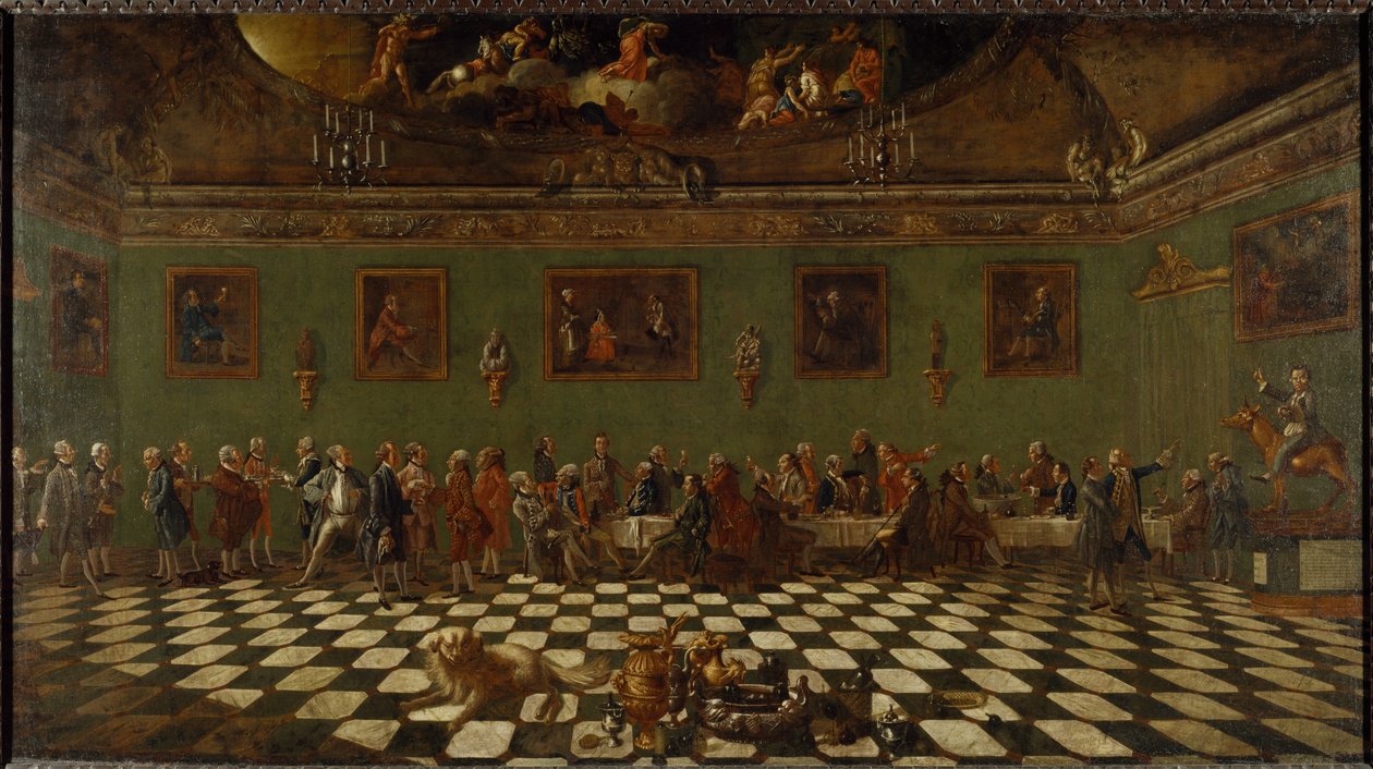 The English Club House we Florencji (olej na płótnie) autorstwa Thomas and Batoni Pompeo Girolamo Patch