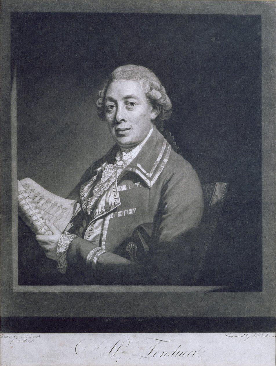Portret Giusto Ferdinando Tenducci (ok. 1735-90), włoskiego kastrata, wyryty przez Williama Dickinsona (1746-1823), 1782 autorstwa Thomas Beach