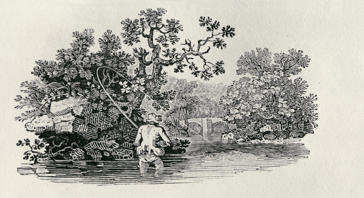Gra na łososiu z „Historii brytyjskich ptaków i czworonogów” autorstwa Thomas Bewick