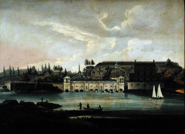 Fairmount Waterworks, ok. 1830 (olej na płótnie) autorstwa Thomas Birch
