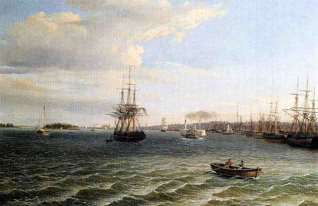 Widok na Filadelfię (olej na płótnie) autorstwa Thomas Birch