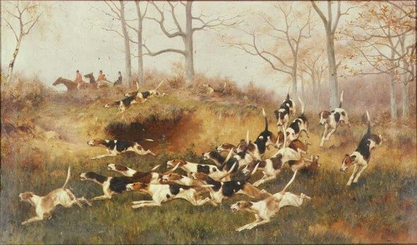 W Full Cry, ok.1880 (olej na płótnie) autorstwa Thomas Blinks