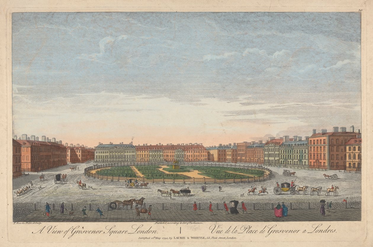 Widok na Grosvenor Square w Londynie autorstwa Thomas Bowles