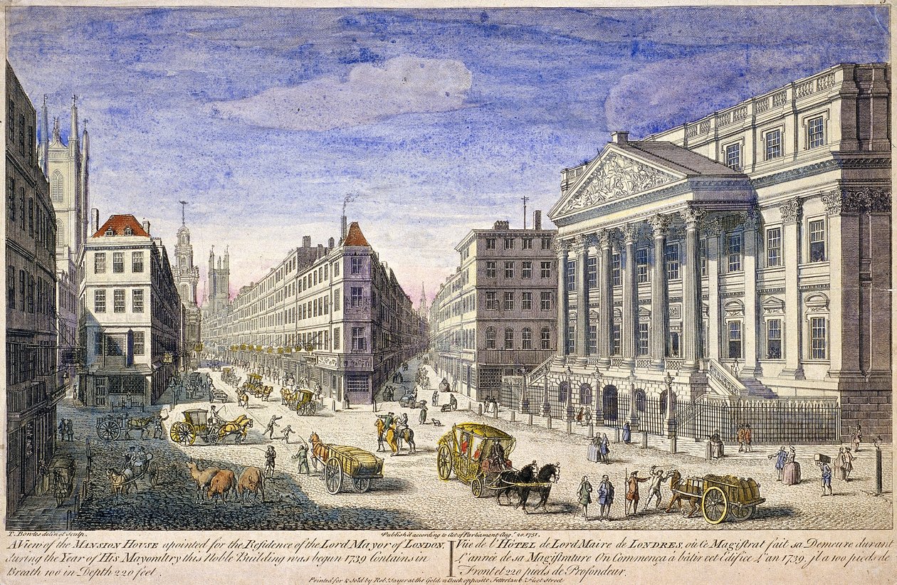 Mansion House na zewnątrz, Londyn, 1751 autorstwa Thomas Bowles