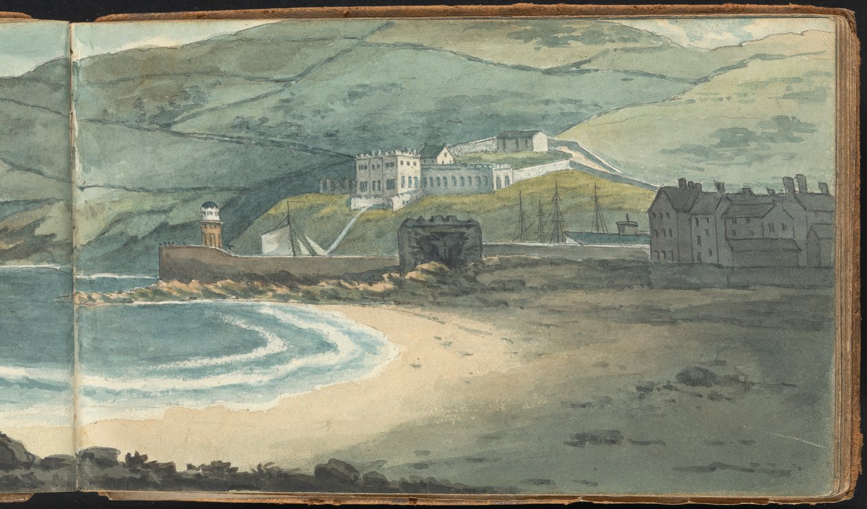 Album studiów nad krajobrazem i figurami: opuszczony port otoczony przez Maurów autorstwa Thomas Bradshaw